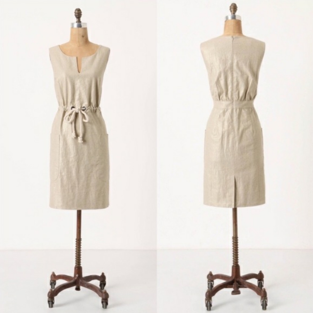 Maeve flaxen metallic linen dress Anthropologie